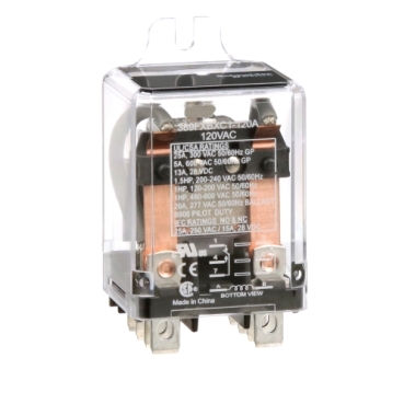 Schneider Electric Power Relay; 25A; DPDT; 120VAC; 11-Blade w/ flange mount; Mechanical Indicator